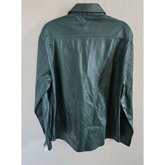 Ron Tomson Los Angeles Men SZ XXL Leather Jacket DK Green Full Snap Pockets NWT - Picture 2 of 9